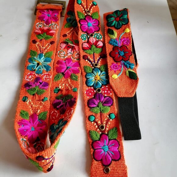 Multicolored Flower Hand-Woven Headband Belt Set main image 4